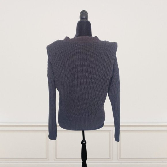 ECO by Design Black V-Neck Sweater with Padded Shoulder XS / S - Picture 3 of 5